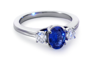 Sapphire and Diamond Ring in 18k White Gold (7x5mm) | Blue Nile