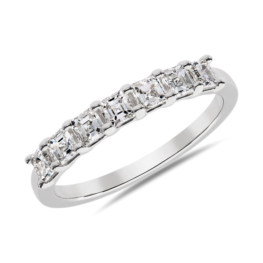 Seven Stone Asscher Diamond Wedding Ring in 14k White Gold - I/SI2  (3/4 ct. tw.)