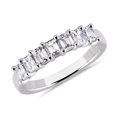 Seven Stone Emerald Diamond Ring in Platinum (1 ct. tw.) | Blue Nile