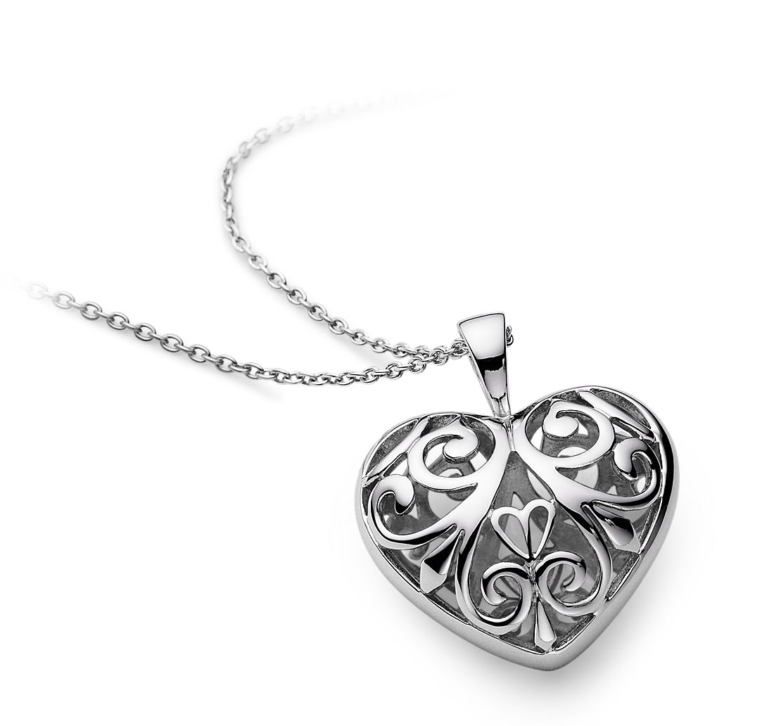 blue topaz heart shaped necklace Filigree heart pendant in sterling silver