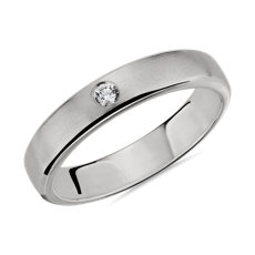 Single Diamond Flat Edge Wedding Ring in 14k White Gold (4.5mm)