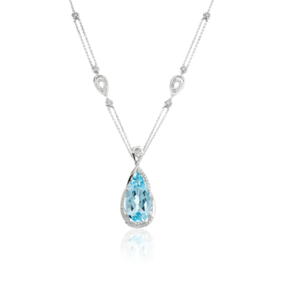 Sky Blue Topaz Pendant with Diamond Accents in 14k White Gold | Blue Nile
