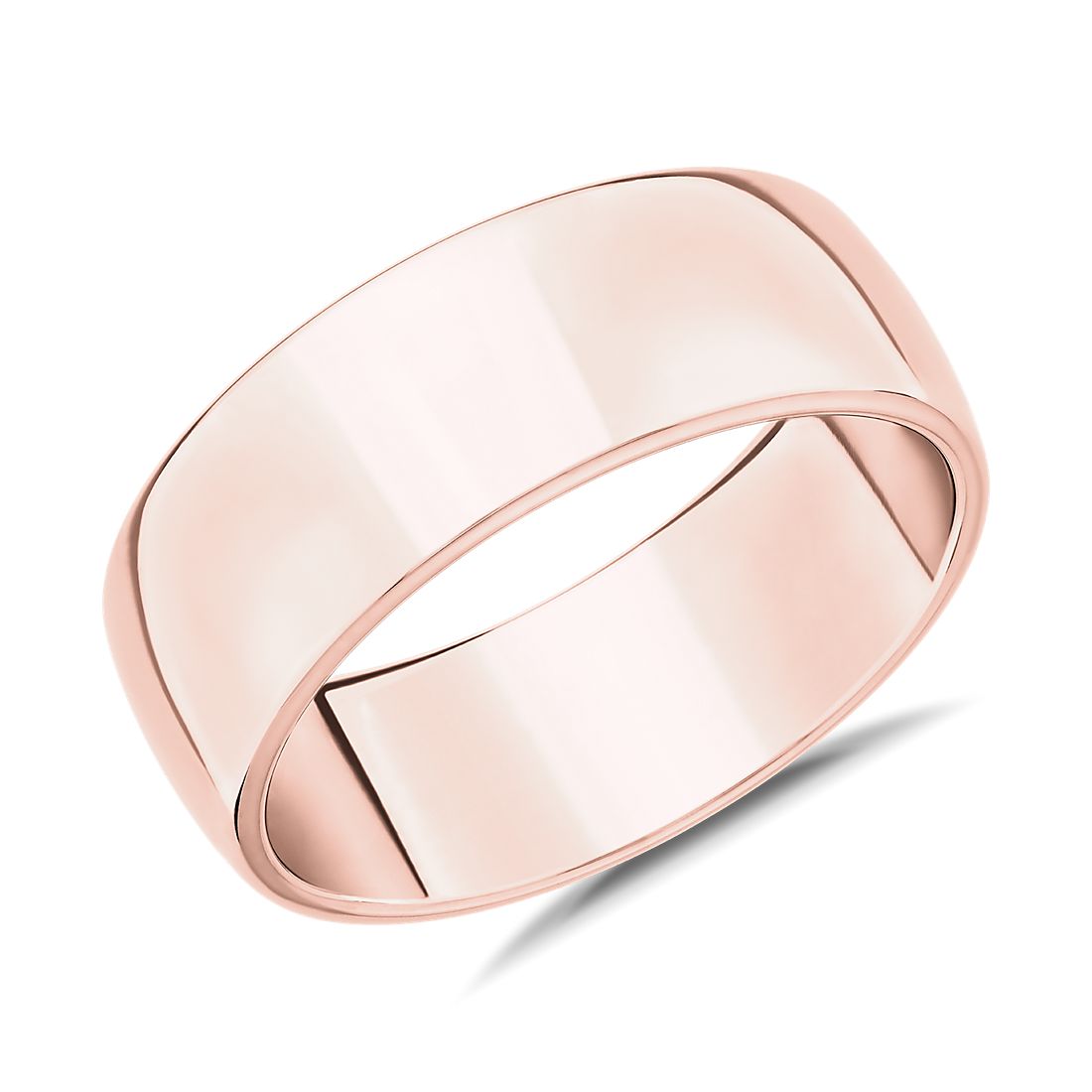 14k 玫瑰金線條內圈卜身設計結婚戒指（8 毫米）