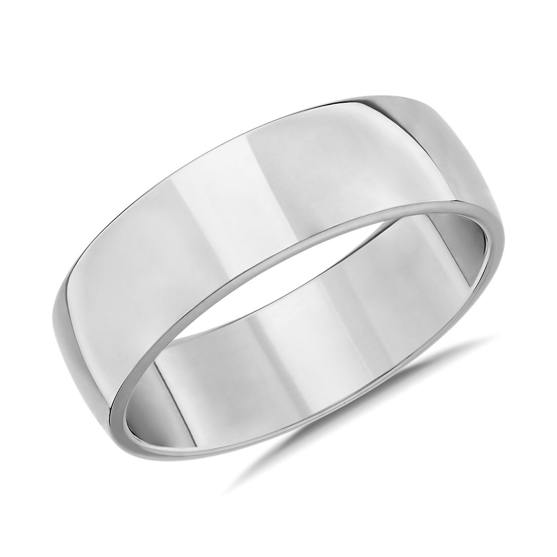 18k 白金天际线内圈圆弧设计结婚戒指（7 毫米）
