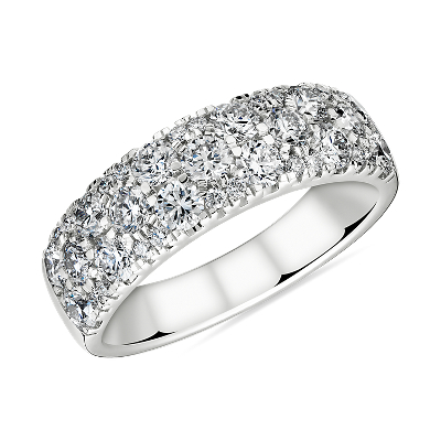 Sleek Diamond Dome Wedding Ring in 18k White Gold H/VS2 (1 1/2 ct. tw