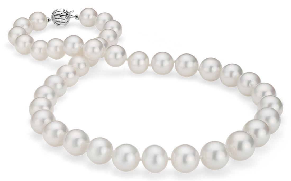 South Sea Cultured Pearl Strand Necklace in 18k White Gold (10-12.2mm)