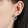 14k 白金綠寶石與鑽石交錯圈形耳環