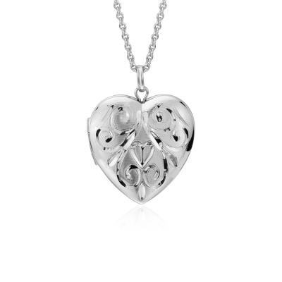 Hand-Engraved Heart Locket in Sterling Silver | Blue Nile