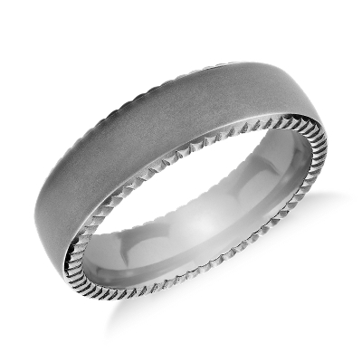 Coin Edge Matte Finish Wedding Ring in Tantalum (6.5mm) Blue Nile