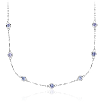 Tanzanite Stationed Necklace in Sterling Silver (3mm) | Blue Nile