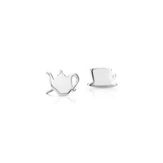 Tea Time Mismatched Stud Earrings in Sterling Silver 