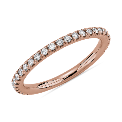 Three Quarter Pave Diamond Wedding Ring In 14k Rose Gold 1 4 Ct