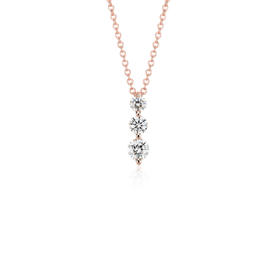 Three-Stone Drop Diamond Pendant in 18k Rose Gold (1/2 ct. tw.) | Blue Nile