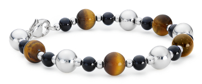 Tiger's Eye and Black Onyx Bracelet with Sterling Silver | Blue Nile