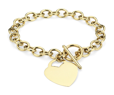 Toggle Heart Tag Bracelet in 14k Yellow Gold | Blue Nile