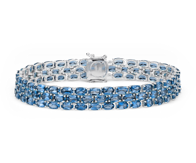 Trio Oval London Blue Topaz Bracelet in Sterling Silver (5x3mm) | Blue Nile