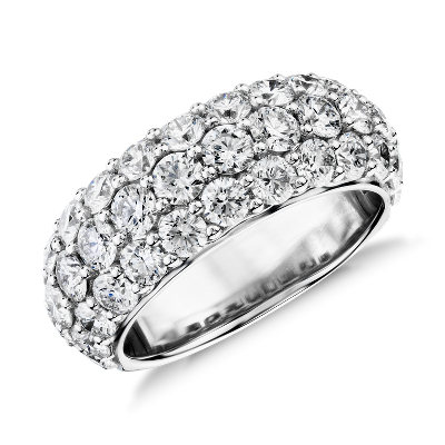 Triple Row Pave Diamond Ring In 18k White Gold 2 95 Ct Tw