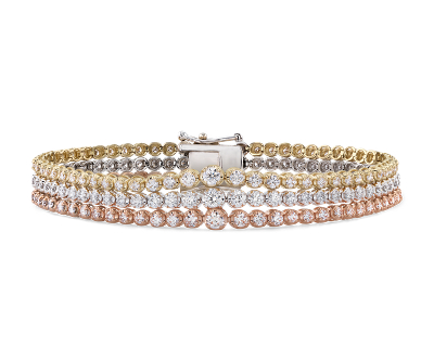 Triple Row Graduated Diamond Tennis Bracelet in 14k White