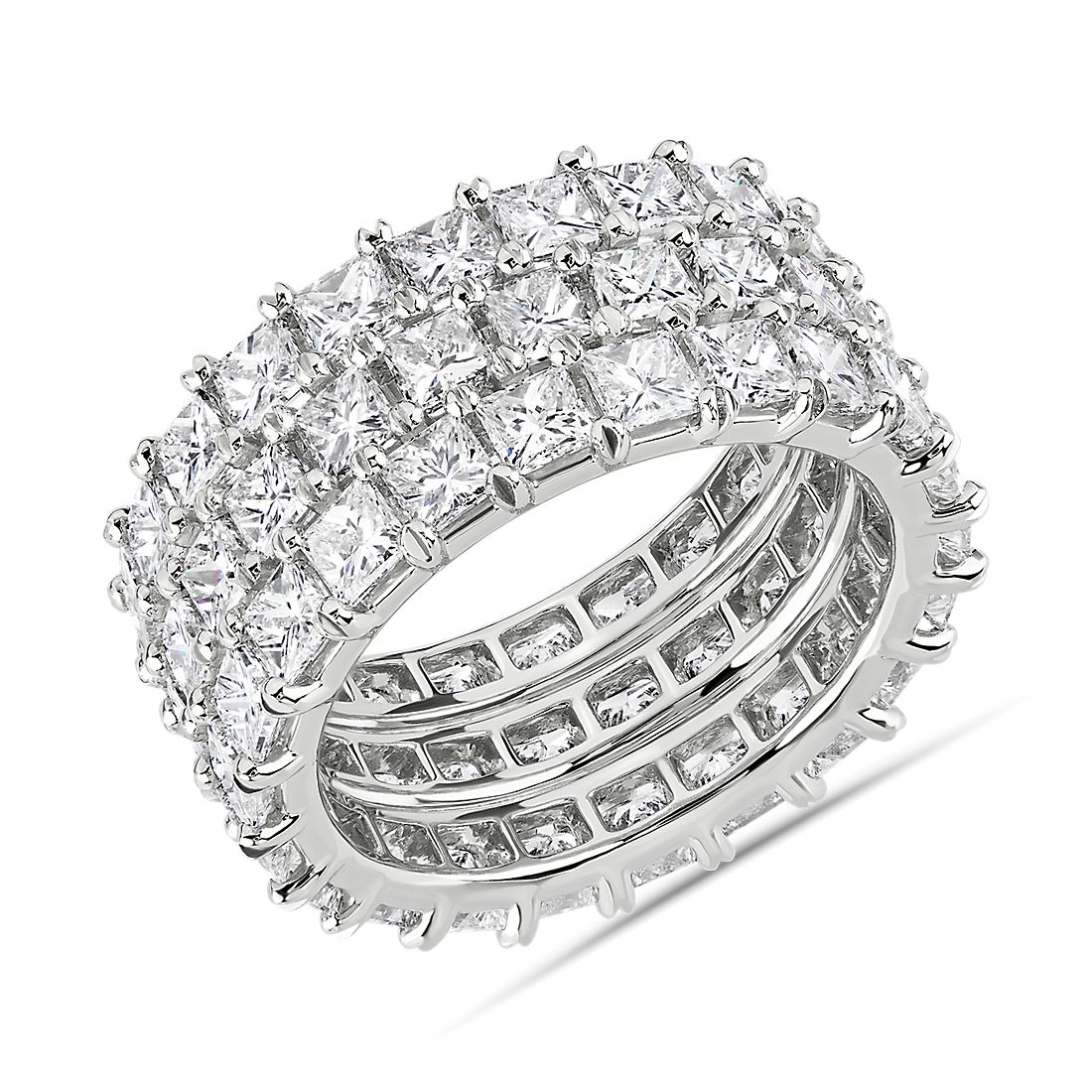 Triple Row Princess Diamond Eternity Ring in Platinum (8 ct. tw.)