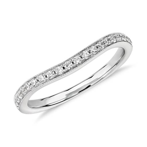 ZAC Zac Posen Milgrain Curved Diamond Ring in 14k White Gold (1/4 ct ...