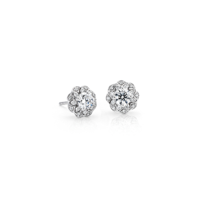 ZAC Zac Pozen Scalloped Floral Halo Diamond Stud Earrings in 14k White ...