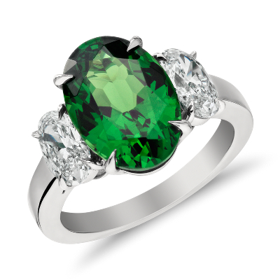 Tsavorite and Diamond Ring in Platinum (4.31 ct) | Blue Nile