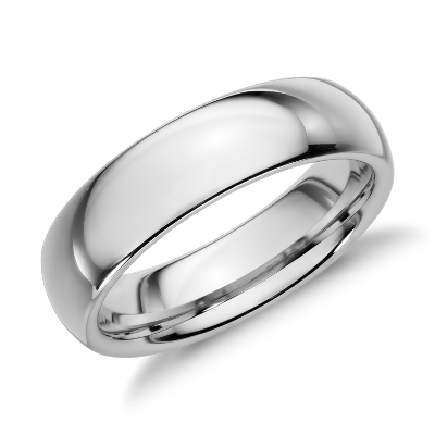 Comfort Fit Wedding Ring In White Tungsten Carbide 6mm Blue Nile