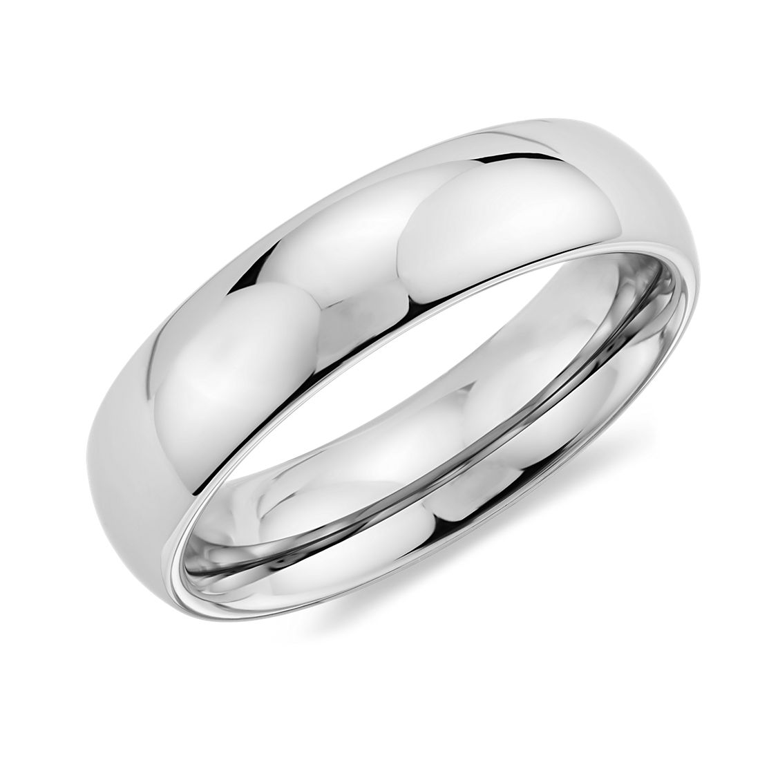 Comfort Fit Wedding Ring in White Tungsten Carbide (6mm)