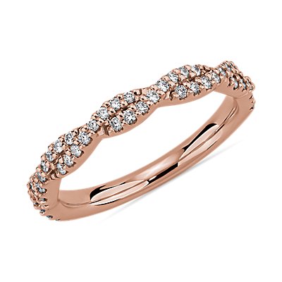 Twist Diamond Wedding Ring in 14k Rose Gold (1/4 ct. tw.)