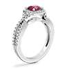 Twist Halo Diamond Engagement Ring with Round Ruby in 14k White Gold (6mm)