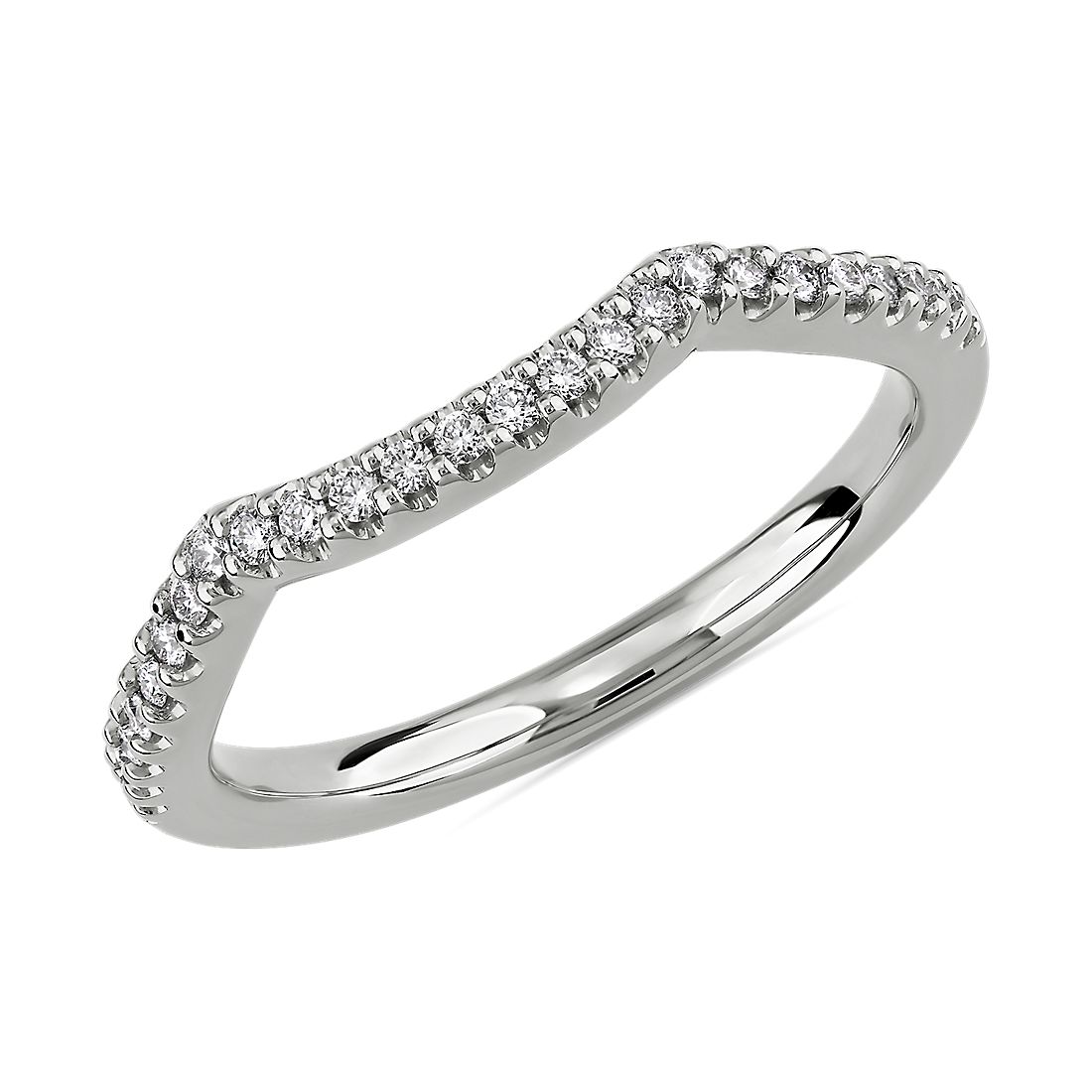 Twisted Double Chevron Wedding Ring in 14k White Gold (1/6