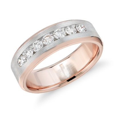 Two-Tone Channel-Set Diamond Ring in 14k White and Rose Gold (3/4 ct ...