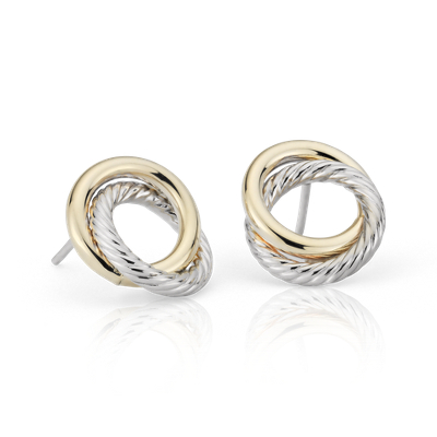 Two-Tone Love Knot Rope Earrings