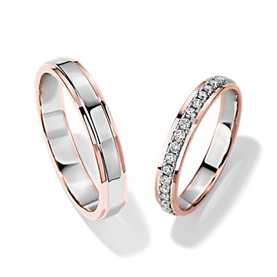 Two-Tone Set with Diamonds in 18k White & Rose Gold