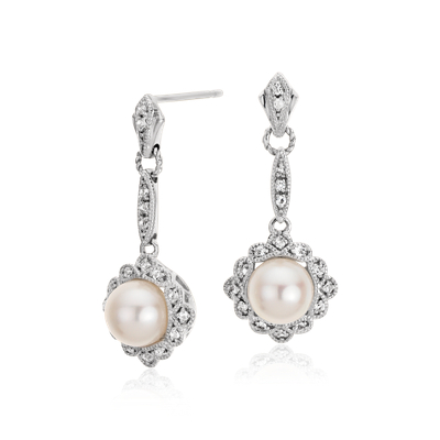 Vintage-Inspired Freshwater Cultured Pearl Drop Earrings