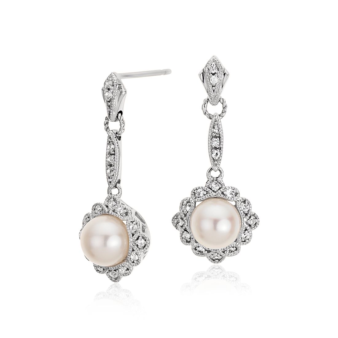 Vintage-Inspired Freshwater Cultured Pearl Drop Earrings in Sterling