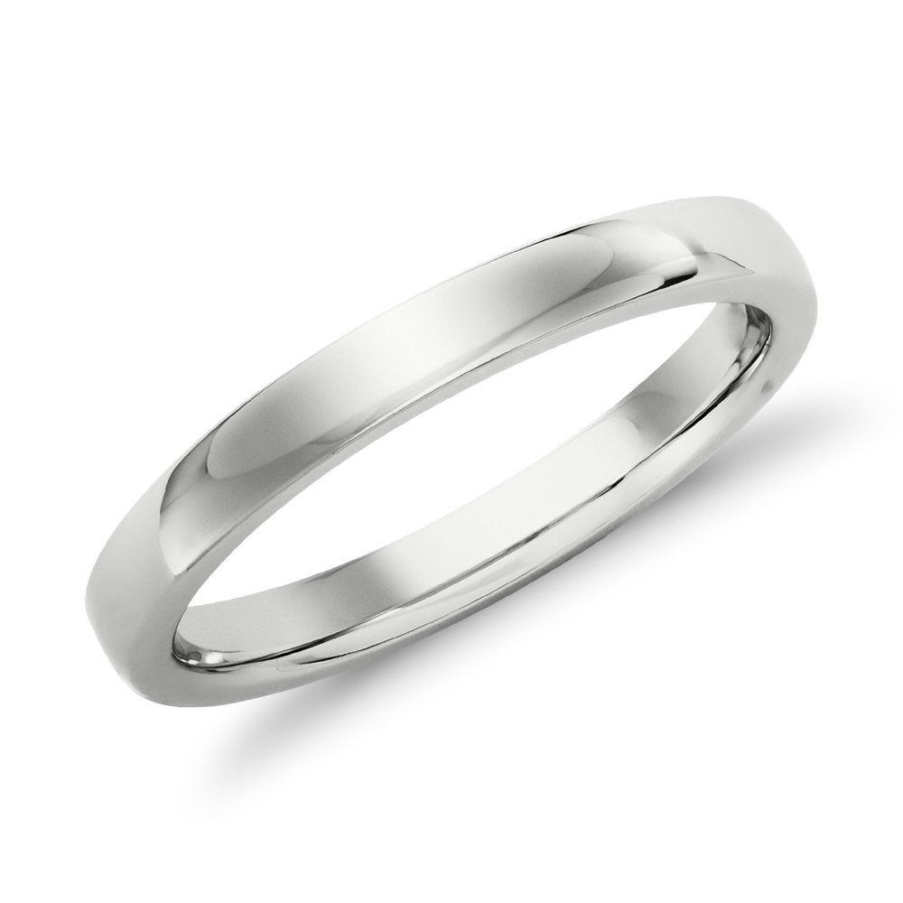 Low Dome Comfort Fit Wedding Ring in 14k White Gold (2.5 mm)