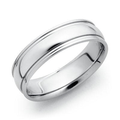 Ridged Comfort Fit Wedding Ring in 18k White Gold (6mm) | Blue Nile