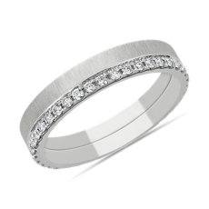 Matte and French Pavé Diamond Eternity Male Ring in Platinum (1/2 ct. tw.)