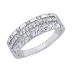 NEW Three Row Stacked Pavé Diamond Ring in 14k White Gold (5/8 ct. tw.)