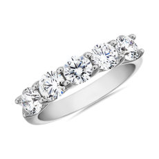 新款鉑金編織五石鑽石結婚戒指 （1 1/2 克拉總重量）