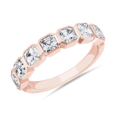 NOUVEAU 7anneau d’anniversaire diamants taille Asscher sertis droitsen or rose 14 carats(1,7 carats, poids total)