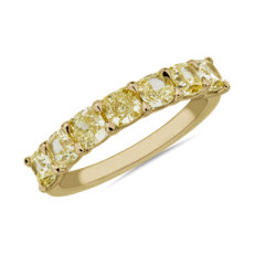 7 Stone Cushion Shape Yellow Diamond Ring in 18k Yellow Gold (1 3/4 ct. tw.)
