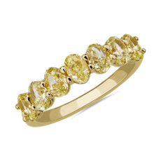 NOUVEAU Bague 7 pierres avec diamants jaunes ovales en or jaune 18 carats (1 3/4 carats, poids total)