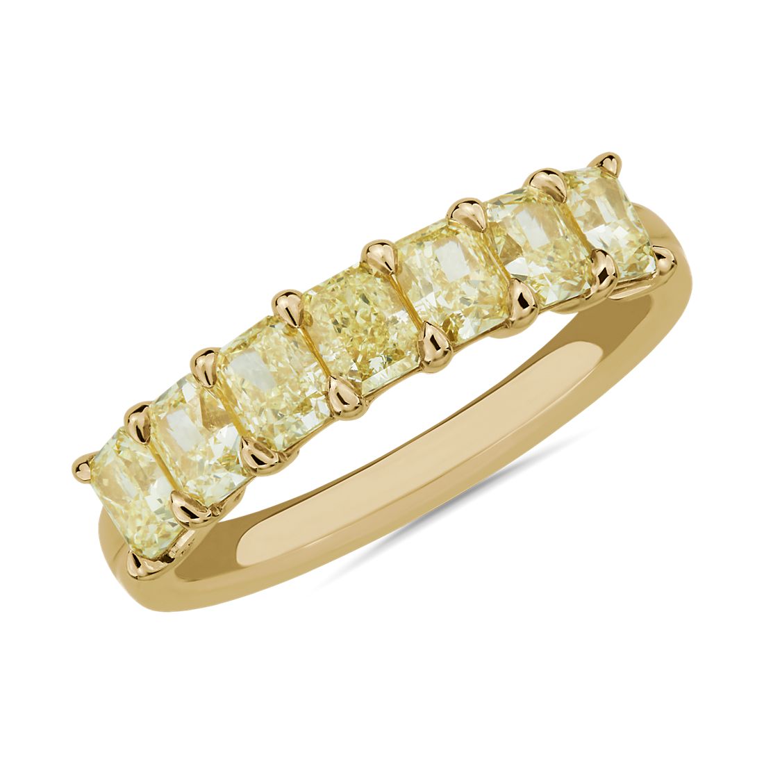 7 Stone Radiant Shape Yellow Diamond Ring in 18k Yellow Gold (1 3/4 ct. tw.)