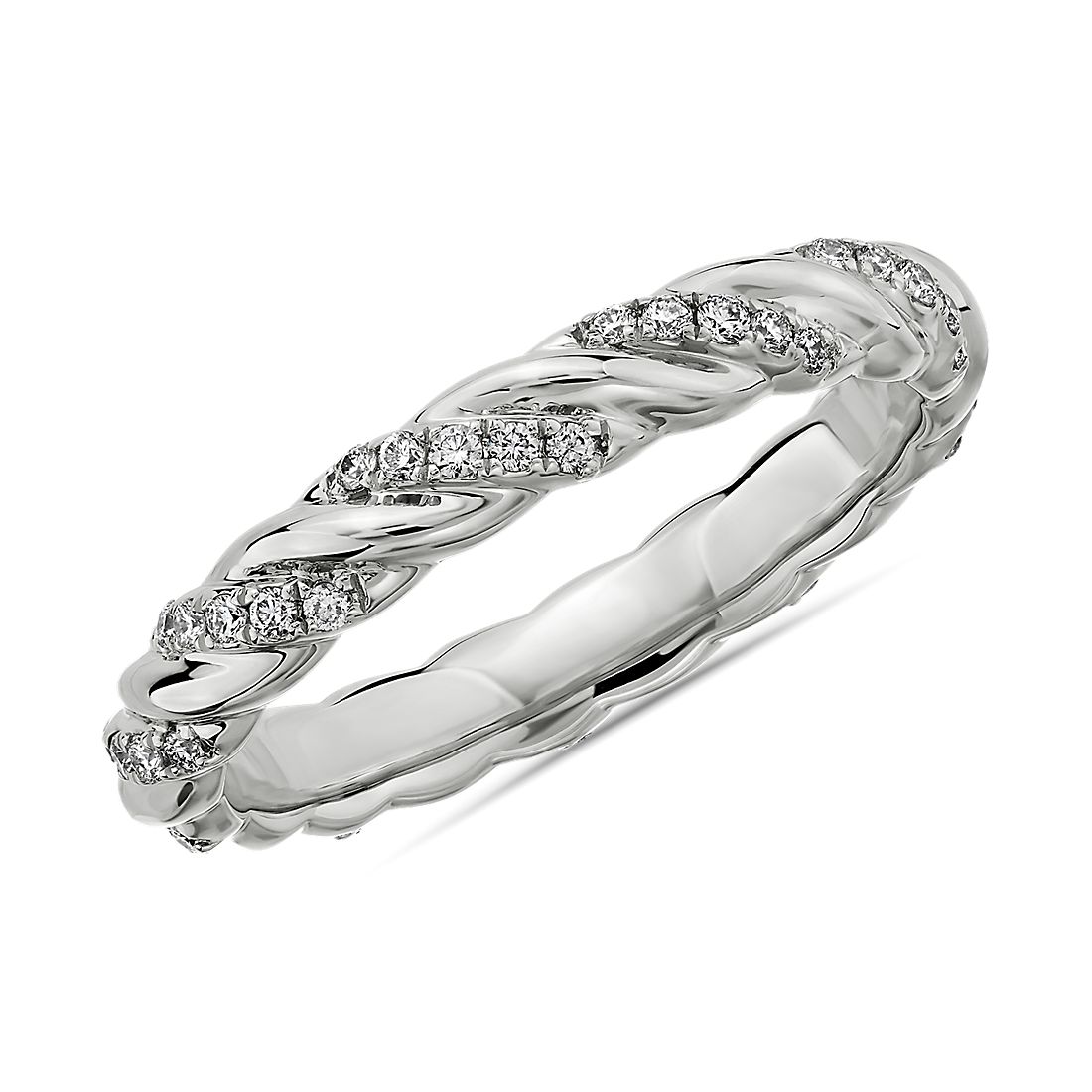 Alternating Diamond Rope Eternity Ring in 14k White Gold - I/SI2  (1/4 ct. tw.)