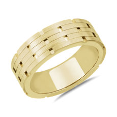 Architectural Linked Wedding Ring in 14k Yellow Gold (7.5mm)