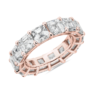 Asscher Cut Diamond Eternity Ring in 18k Rose Gold (8.58 ct. tw.)