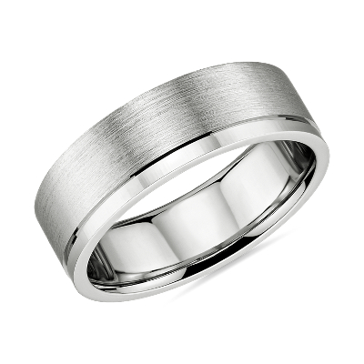 Asymmetrical Polish Edge Matte Wedding Band in Platinum (7mm) | Blue Nile