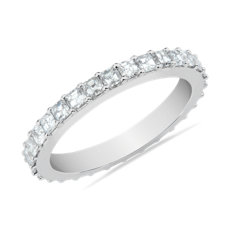 鉑金Bella Vaughan 上丁方形鑽石結婚戒指（1 1/3 克拉總重量）